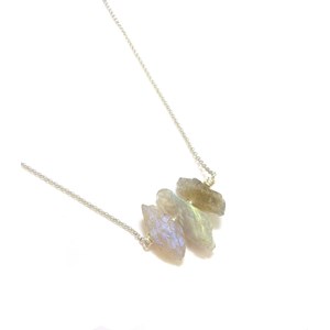 Collier pierres brutes labradorite argen