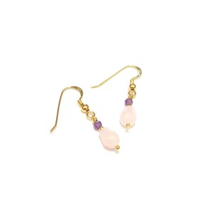 Boucles d'oreilles quartz rose et améth