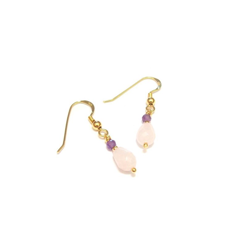 Andrea Chereau - Boucles d'oreilles quartz rose et améth