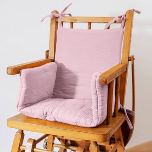 Coussin chaise haute coton bio rose