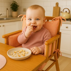 Coussin chaise haute coton bio vichy Orangeade