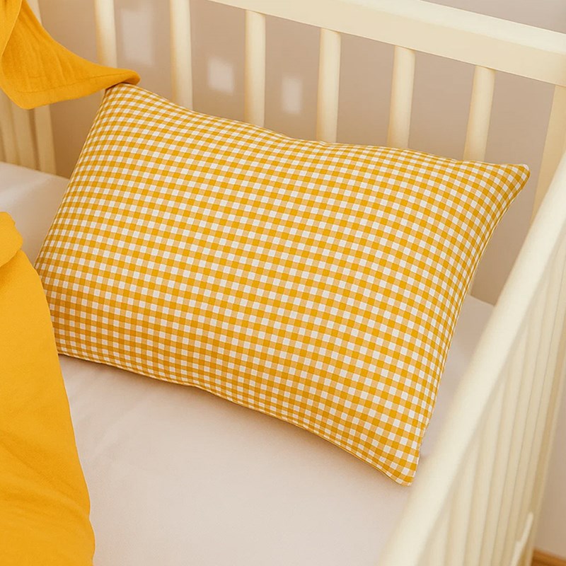 Coussin rectangle en coton bio vichy