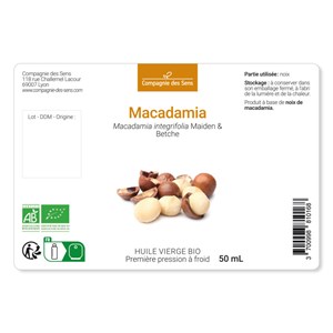 Huile de macadamia bio - 200ml - fraîcheur garantie oxycert® - vierge & de 1?? p