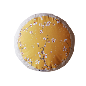 Zafu artisanal fleurs de cerisier ocre