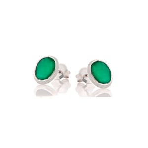 Boucle d'oreille onyx vert, argent