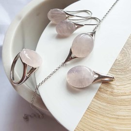 Boucle d'oreille quartz rose