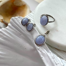 Boucle d'oreille agate blue lace