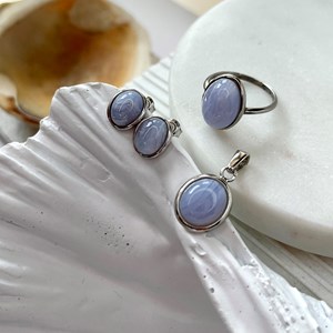 Boucle d'oreille agate blue lace