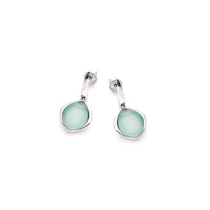 Boucle d'oreille agate aqua, argent