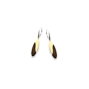 Boucle d'oreille ambre, chêne