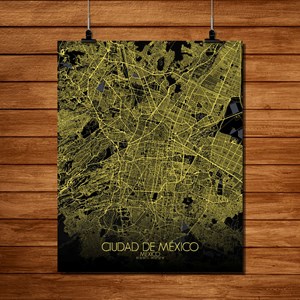 Mexico carte ville city map nuit