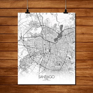 Santiago carte ville city map n&b