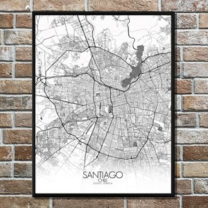 Santiago carte ville city map n&b