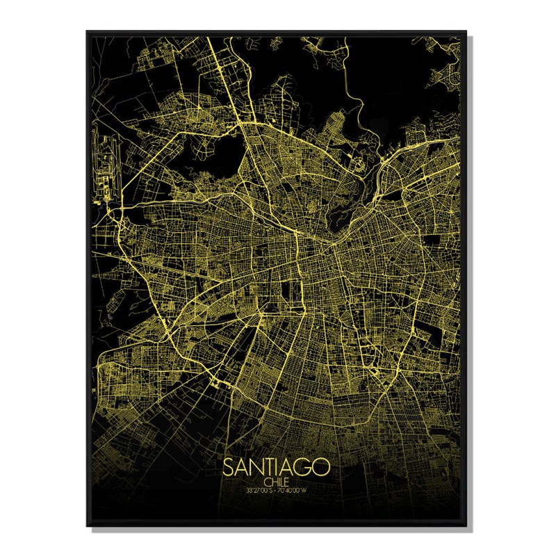Mapospheres - Santiago carte ville city map nuit