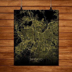 Santiago carte ville city map nuit