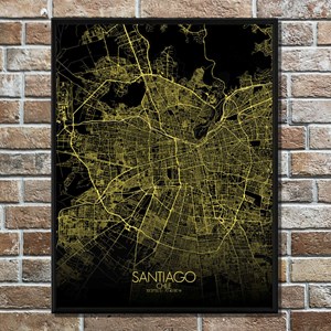 Santiago carte ville city map nuit