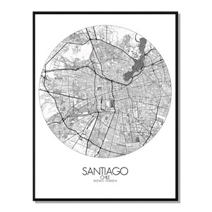 Santiago carte ville city map rond