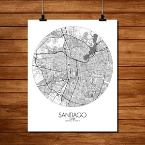 Santiago carte ville city map rond