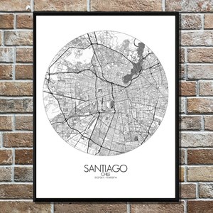 Santiago carte ville city map rond