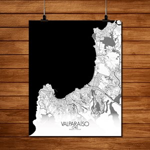 Valparaiso carte ville city map n&b