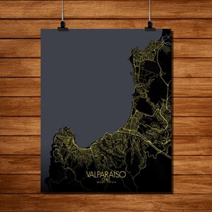 Valparaiso carte ville city map nuit