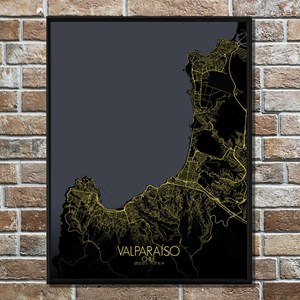 Valparaiso carte ville city map nuit