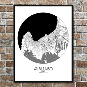 Valparaiso carte ville city map rond