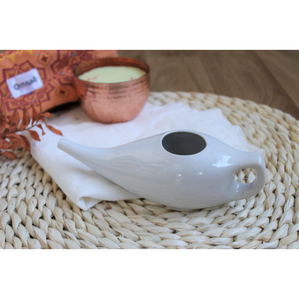 Biebri Neti Pot Pichet Nasal En Céramique Vert 400 Ml - Nettoyage Et Hydratation Naturelle Des Voies Nasales
