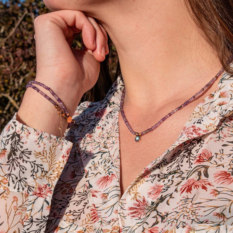 Parure lumia en pierres améthyste