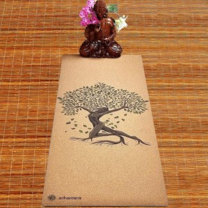 Tapis de yoga liege arbre de vie 5mm