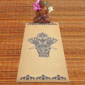 Tapis yoga liège éléphants 5mm