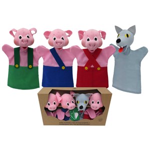 Set 4 marionnettes trois petits cochons