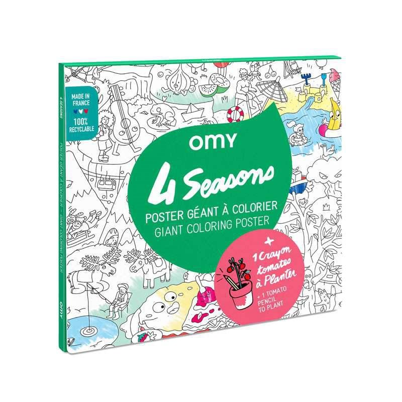 OMY - Poster à colorier 4 saisons + crayon tom