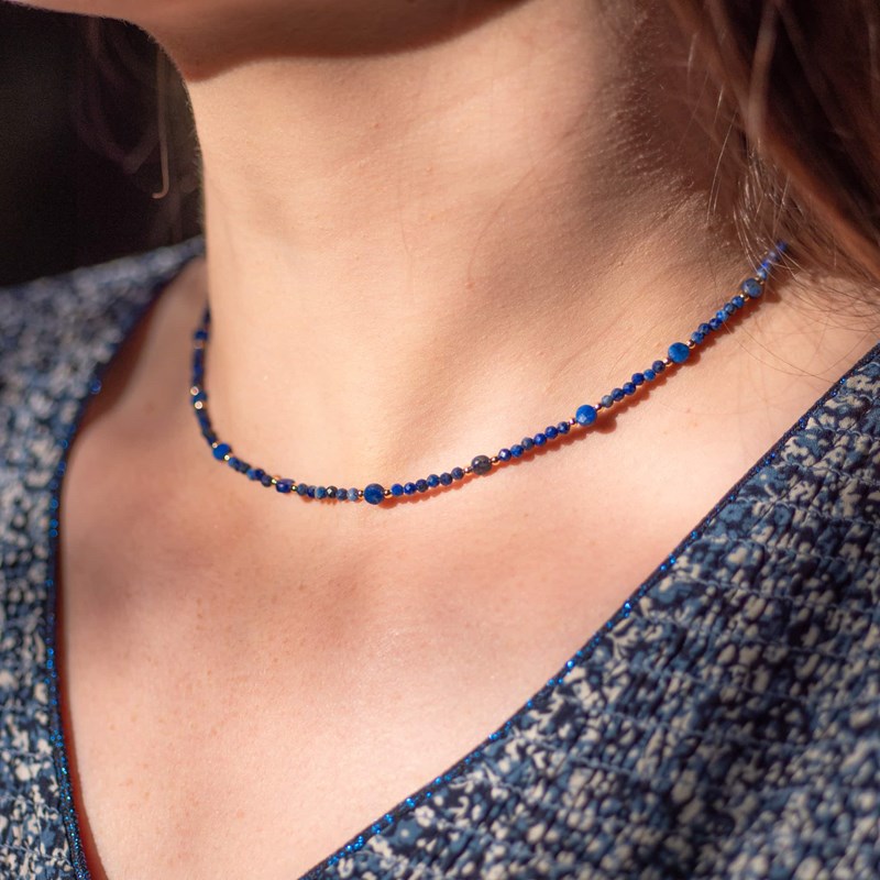 Collier paloma en pierres lapis-lazuli