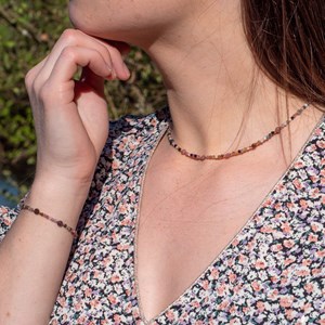 Collier et bracelet pierres tourmaline