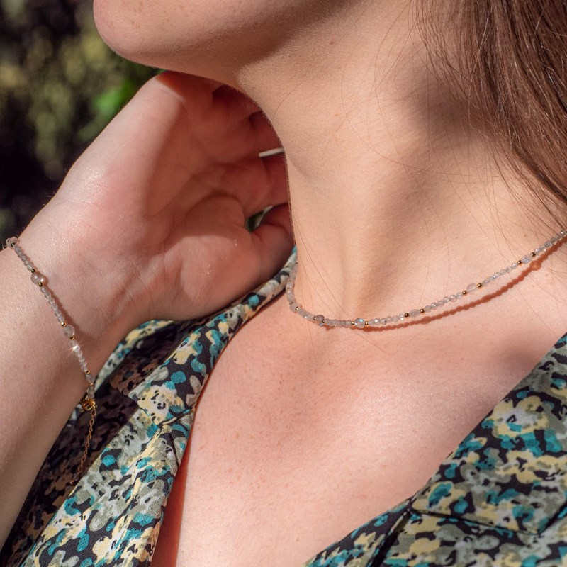 Collier et bracelet pierres labradorite