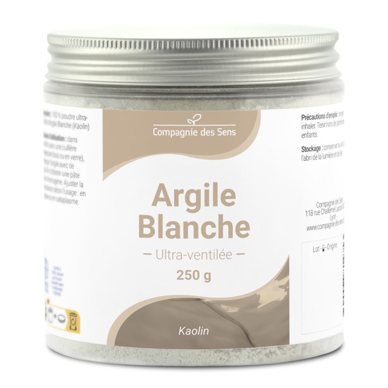 Argile blanche kaolinite - poudre ultra-ventilée - 250g