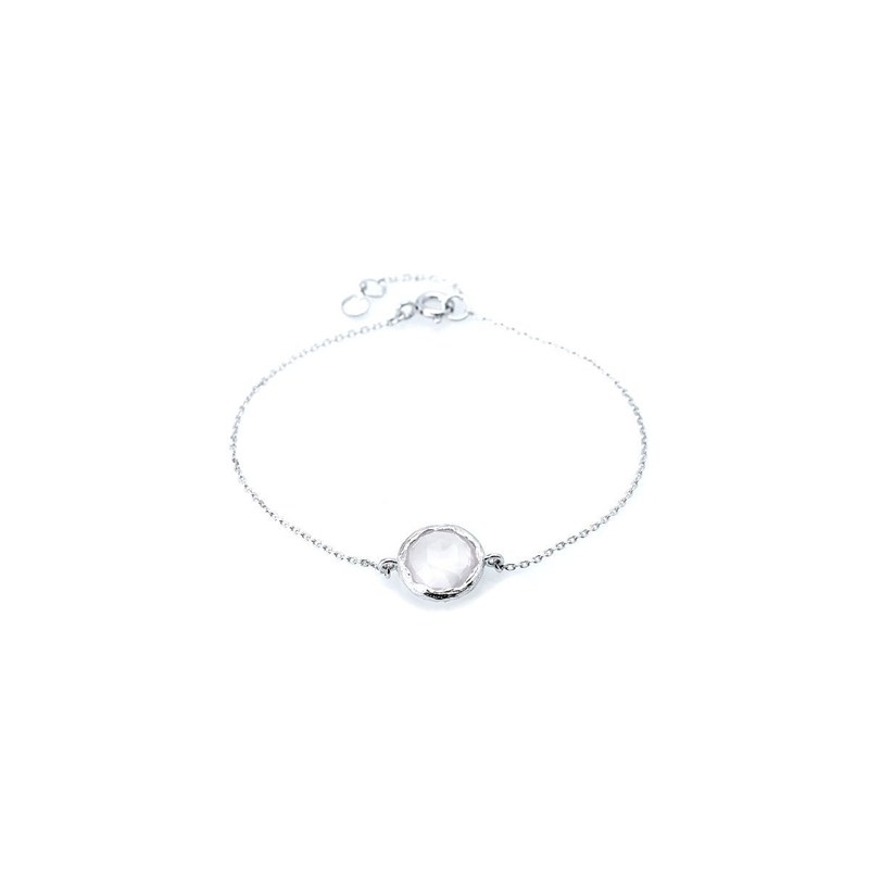 Bracelet quartz rose, argent