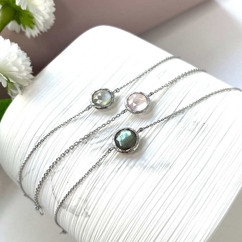 Bracelet pierre de lune, argent