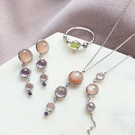 Bracelet multipierres, argent