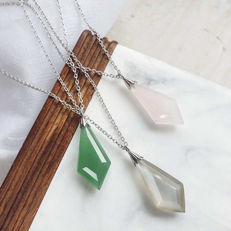 Collier quartz rose, argent 925