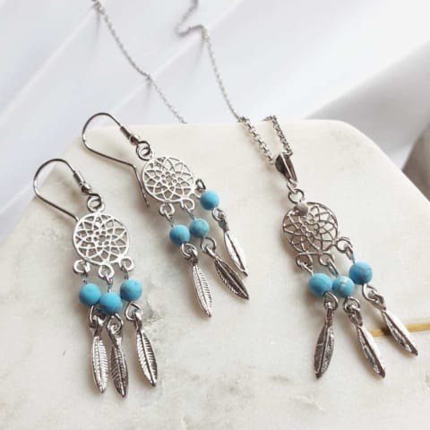 Pendentif En Turquoise Et Argent 925 (4,7 G) - Ovale, Occasion, Sans Marque
