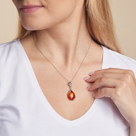 Pendentif ambre naturel, argent 925