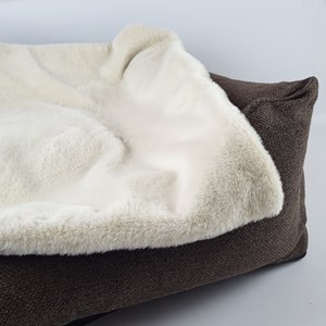 Nation, couverture bi-face blanc beige m