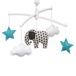 Mobile musical elephant black and white