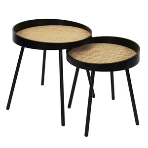 Lot de 2 tables gigognes reed noir