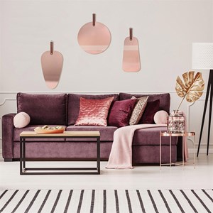 Miroir cuivre rose avec anse trapèze