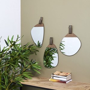 Miroir galet bois 20x30 cm