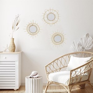 Lot de 3 miroirs rotin d28