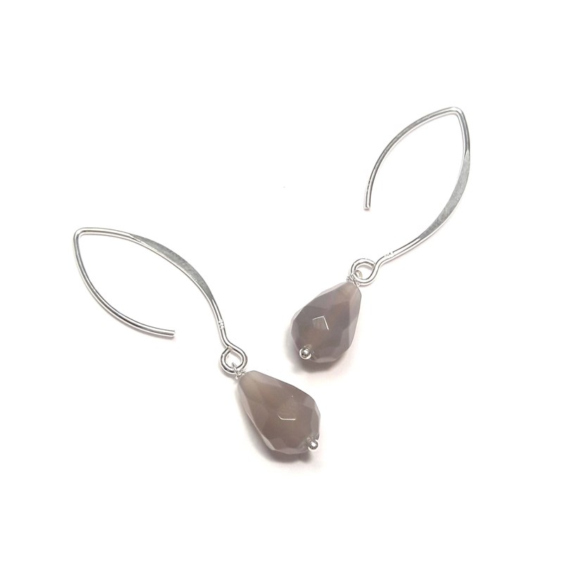 Andrea Chereau - Boucles d'oreilles iara agate grise arge